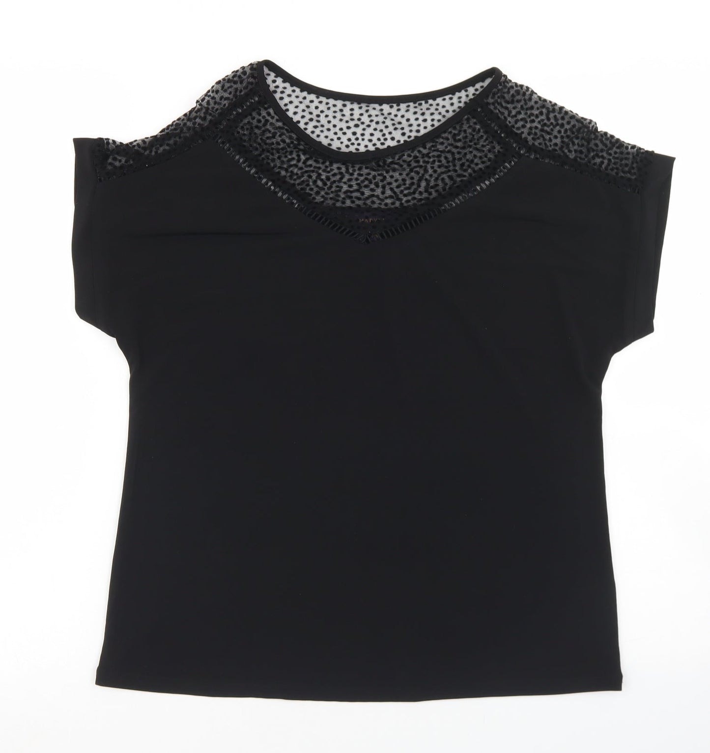 Amaryllis Womens Black  Polyester Basic Blouse Size 10 Round Neck