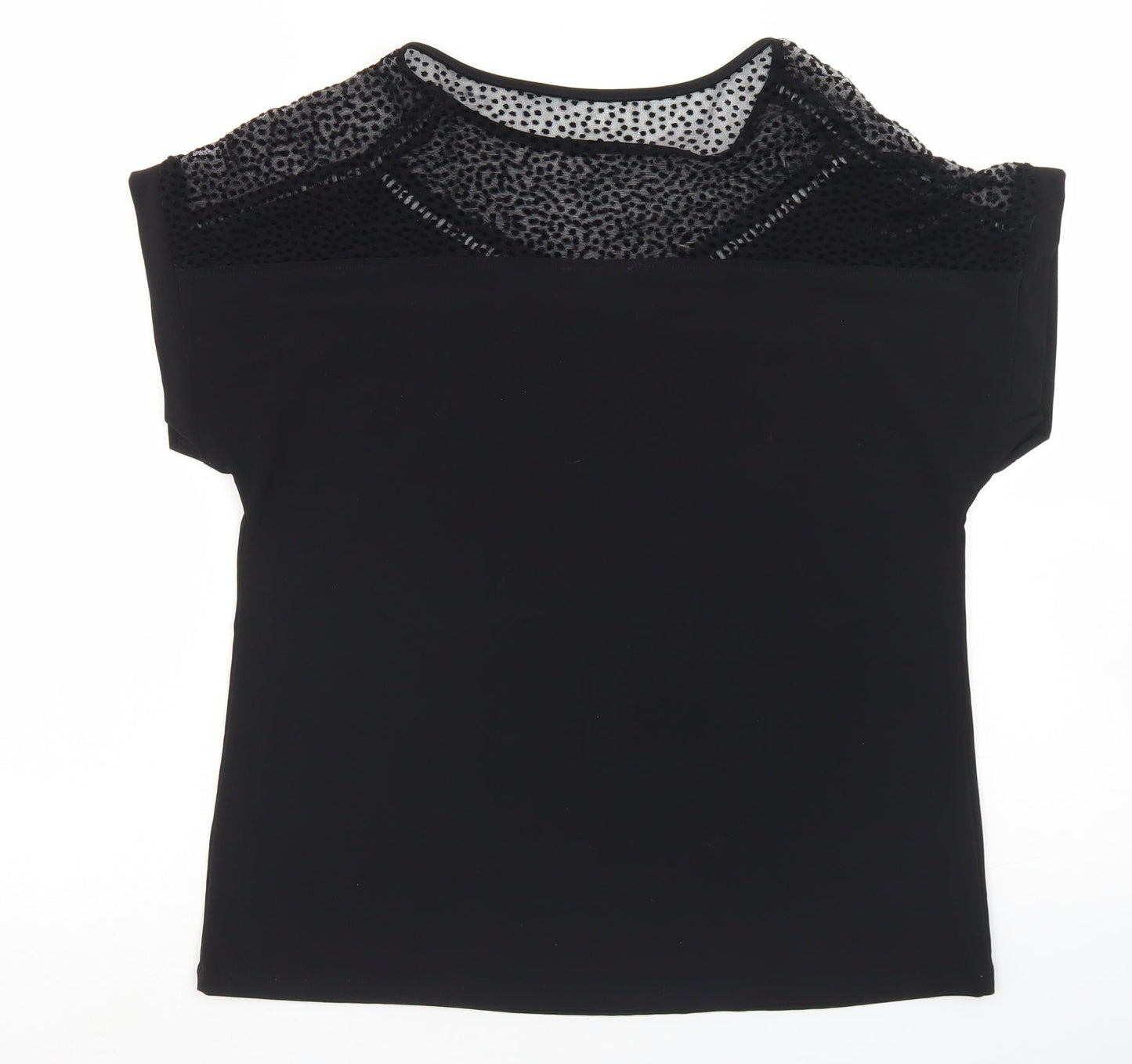 Amaryllis Womens Black  Polyester Basic Blouse Size 10 Round Neck