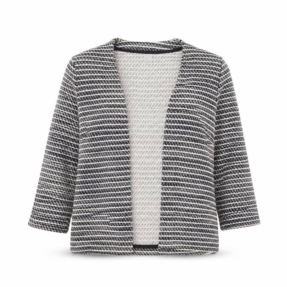 H&M Womens Black V-Neck Striped Cotton Cardigan Jumper Size S