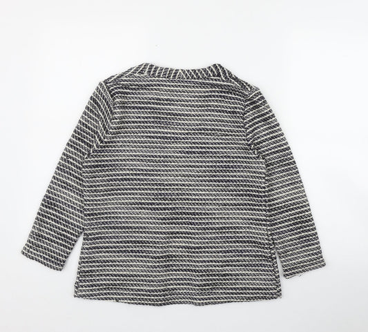 H&M Womens Black V-Neck Striped Cotton Cardigan Jumper Size S