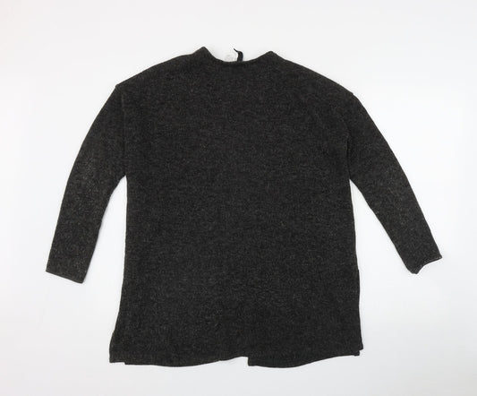 H&M Womens Grey V-Neck  Acrylic Cardigan Jumper Size S