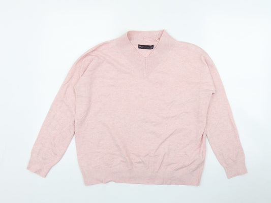 Marks and Spencer Womens Pink V-Neck  Viscose Pullover Jumper Size S
