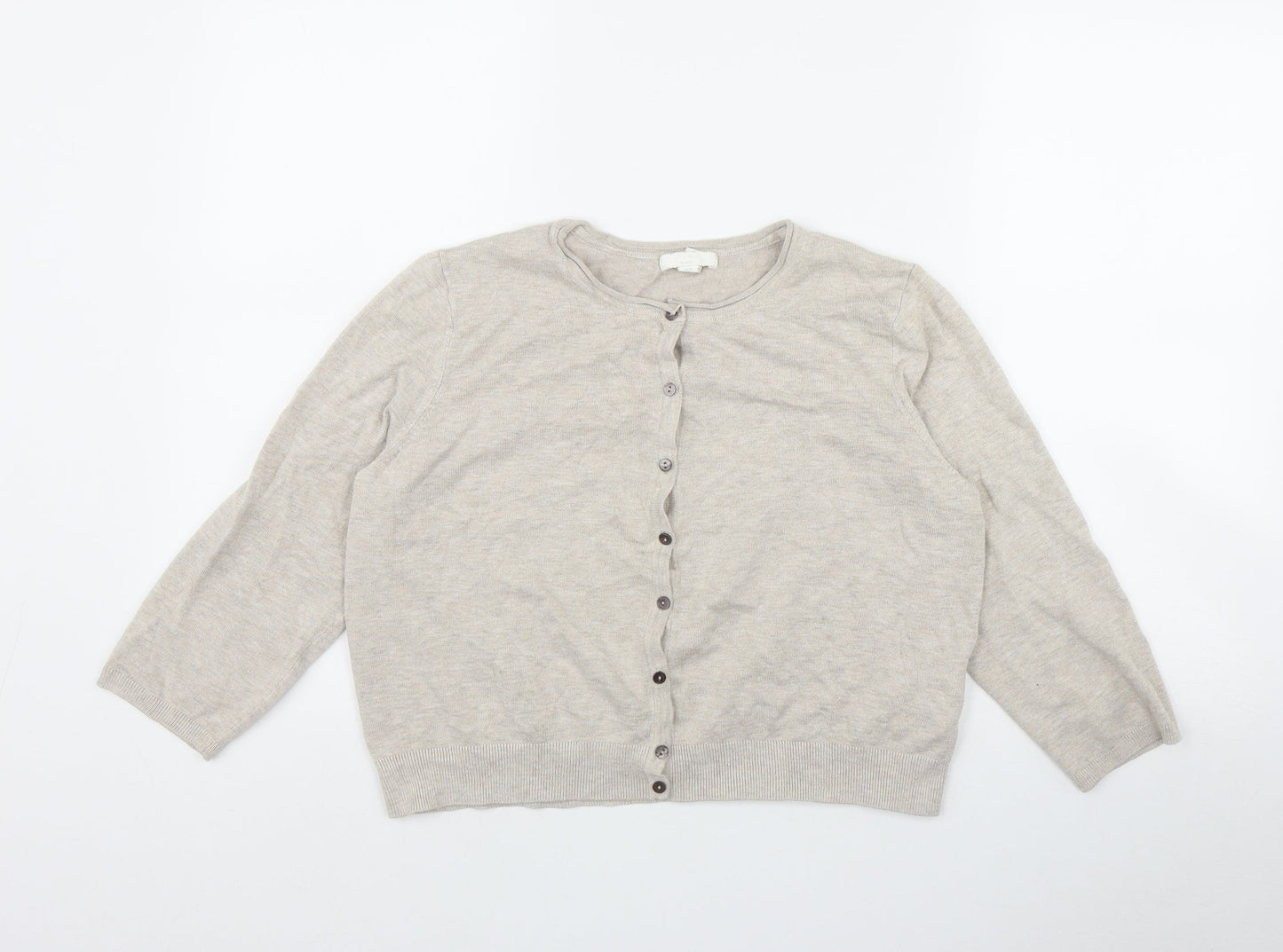 H&M Womens Beige Round Neck  Viscose Cardigan Jumper Size L