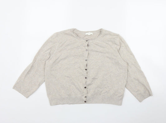 H&M Womens Beige Round Neck  Viscose Cardigan Jumper Size L