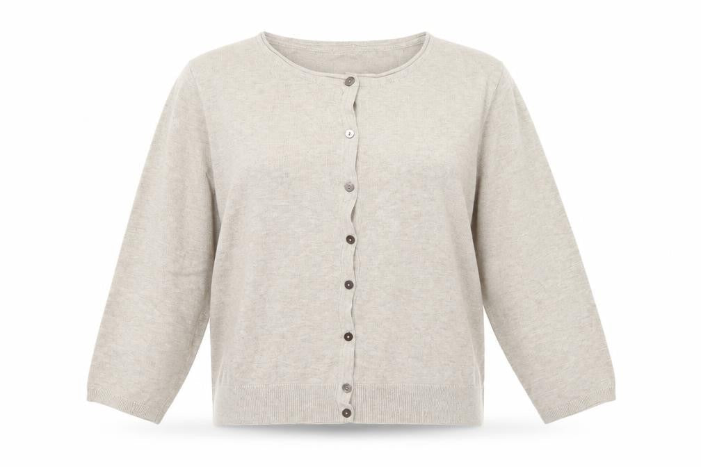 H&M Womens Beige Round Neck  Viscose Cardigan Jumper Size L