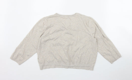 H&M Womens Beige Round Neck  Viscose Cardigan Jumper Size L