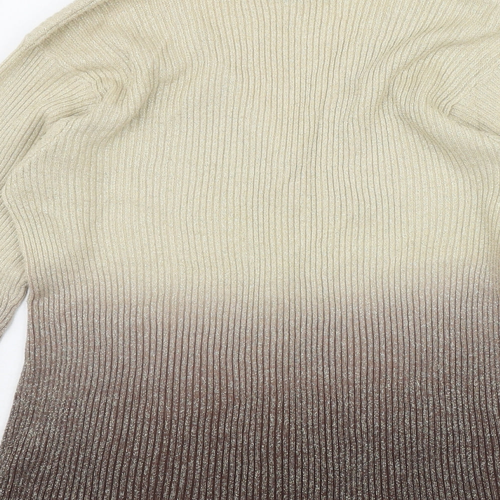 Casamia Womens Beige V-Neck  Ramie Cardigan Jumper One Size