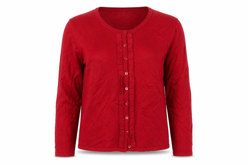 Country Casuals Womens Red Round Neck Viscose Cardigan Jumper Size 12