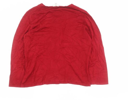CC Womens Red Round Neck  Viscose Cardigan Jumper Size 12