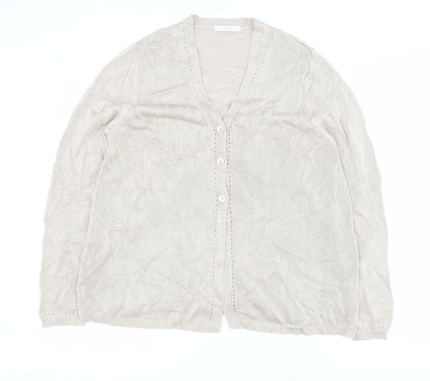 Marks and Spencer Womens Gold V-Neck  Viscose Cardigan Jumper Size 12