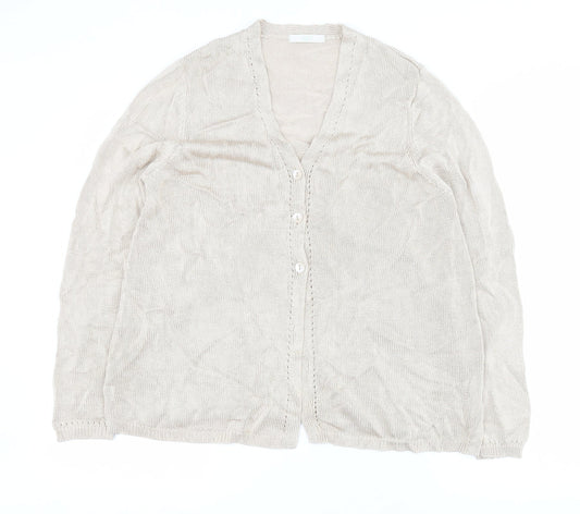 Marks and Spencer Womens Gold V-Neck  Viscose Cardigan Jumper Size 12