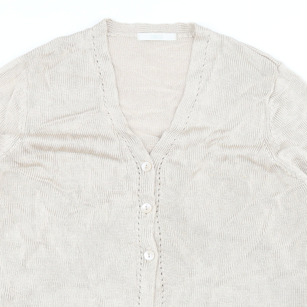Marks and Spencer Womens Gold V-Neck  Viscose Cardigan Jumper Size 12