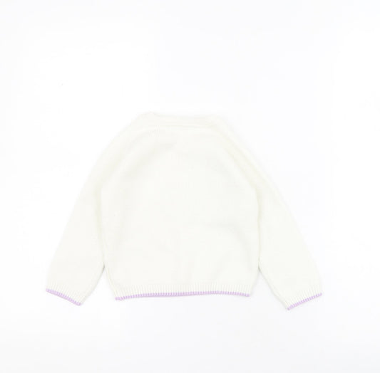 Marks and Spencer Baby White  Acrylic Pullover Jumper Size 12-18 Months  Button - B
