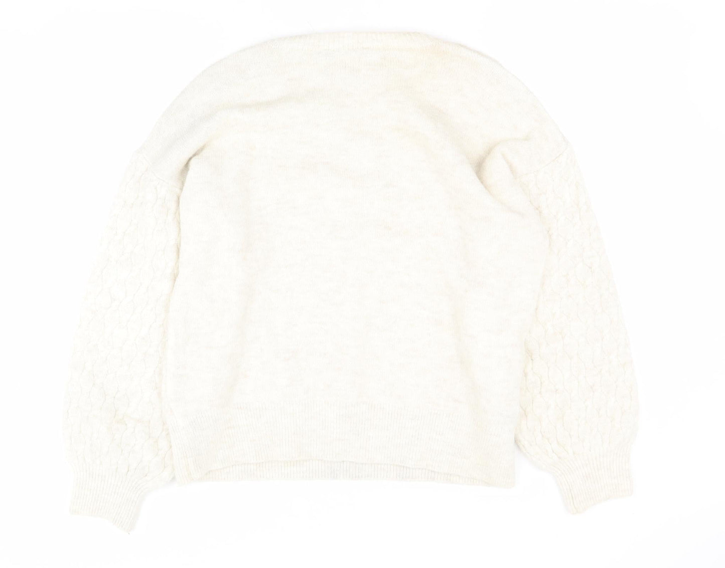Marks and Spencer Womens Beige Round Neck  Acrylic Pullover Jumper Size L