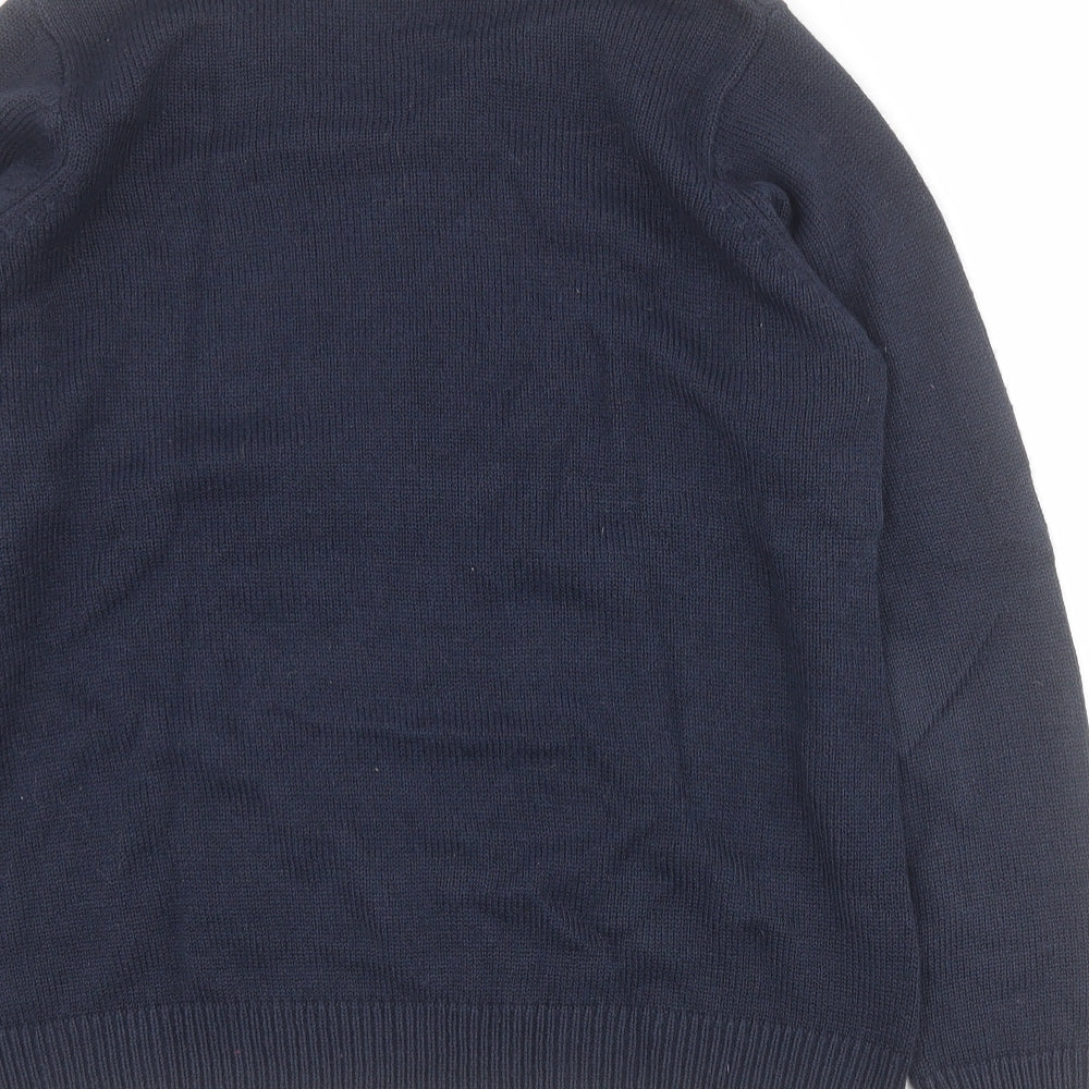 Isle Womens Blue Round Neck  Acrylic Pullover Jumper Size S