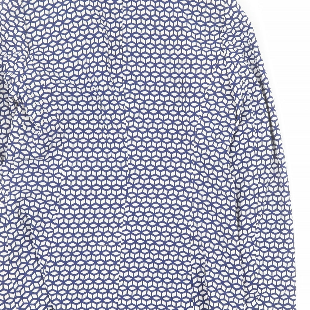 Spirit Womens Blue Geometric  Jacket Blazer Size 12  Button