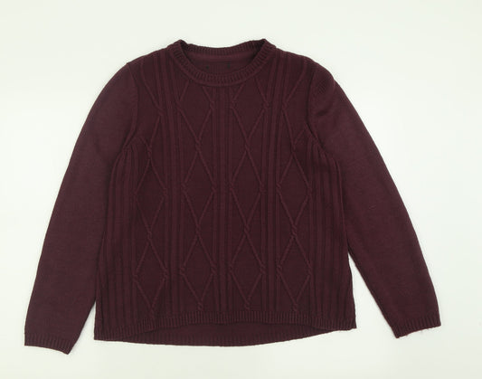 BM Womens Purple Crew Neck  Acrylic Pullover Jumper Size M
