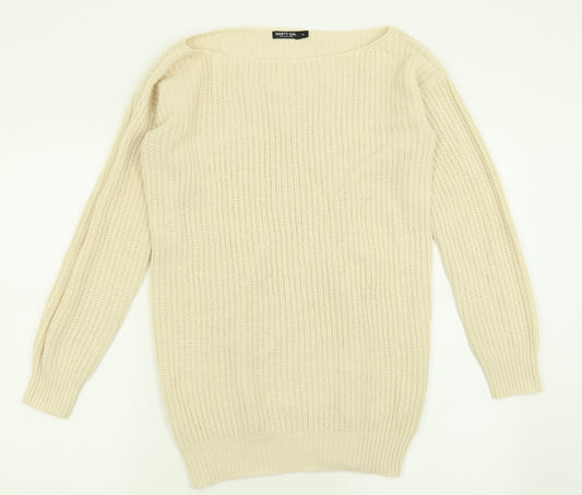 Nasty Gal Womens Beige Boat Neck  Acrylic Pullover Jumper Size M