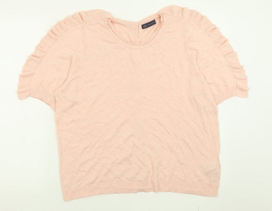 Marks and Spencer Womens Pink Crew Neck  Viscose Pullover Jumper Size 18