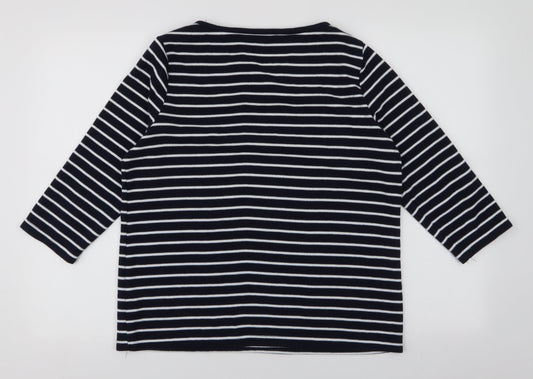 love Leisure Womens Blue Round Neck Striped Polyester Pullover Jumper Size 16