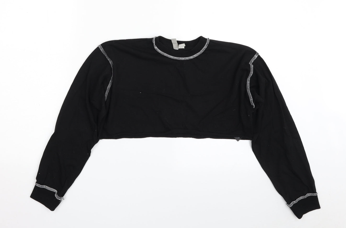 ASOS Womens Black  100% Cotton Cropped T-Shirt Size 4 Crew Neck