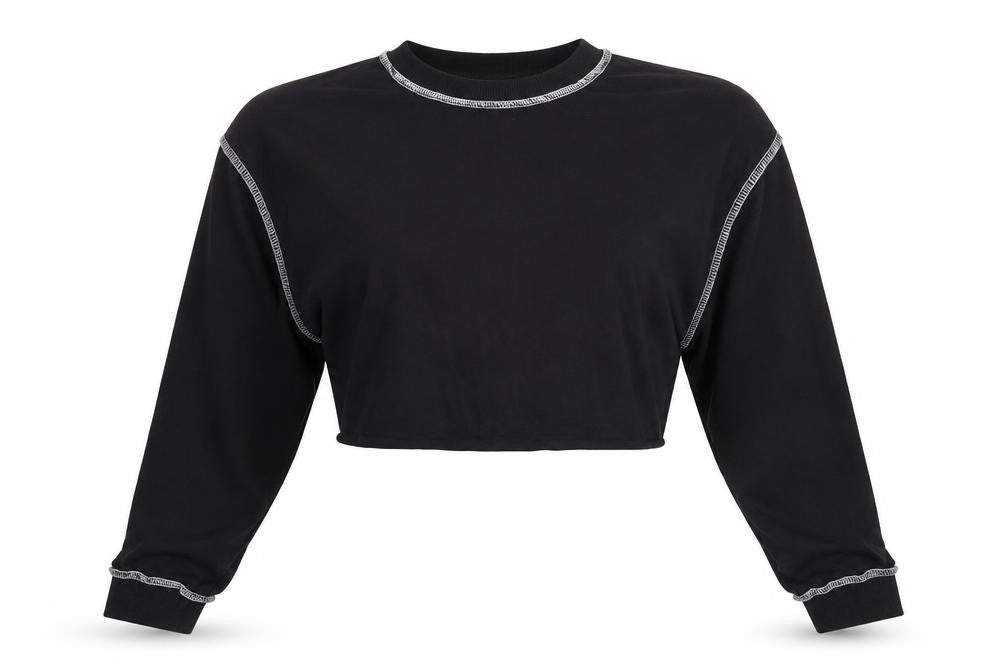 ASOS Womens Black  100% Cotton Cropped T-Shirt Size 4 Crew Neck