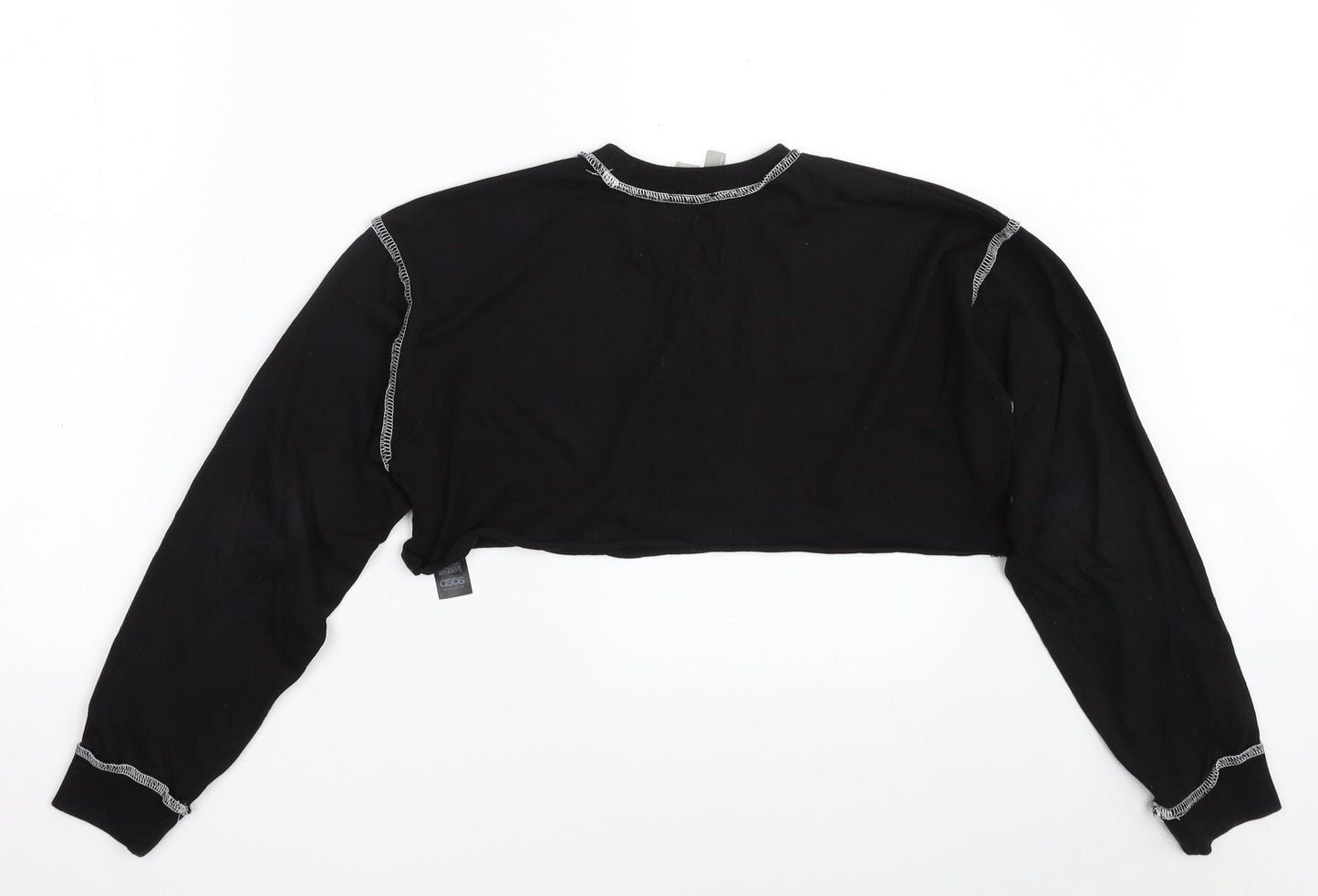 ASOS Womens Black  100% Cotton Cropped T-Shirt Size 4 Crew Neck