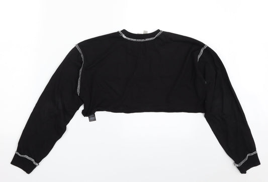 ASOS Womens Black  100% Cotton Cropped T-Shirt Size 4 Crew Neck