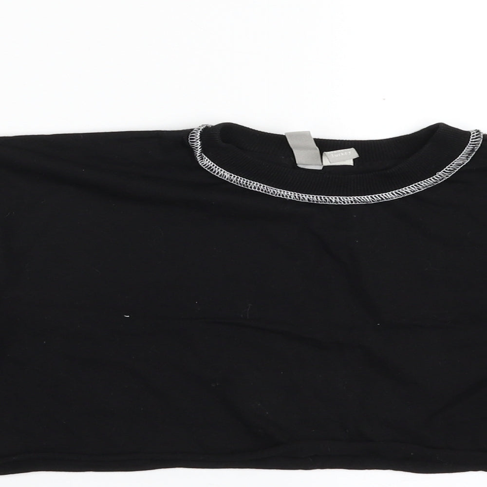 ASOS Womens Black  100% Cotton Cropped T-Shirt Size 4 Crew Neck