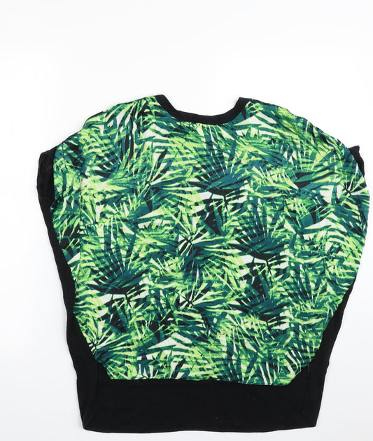 Paraphrase Womens Green Crew Neck Floral Cotton Pullover Jumper Size 10