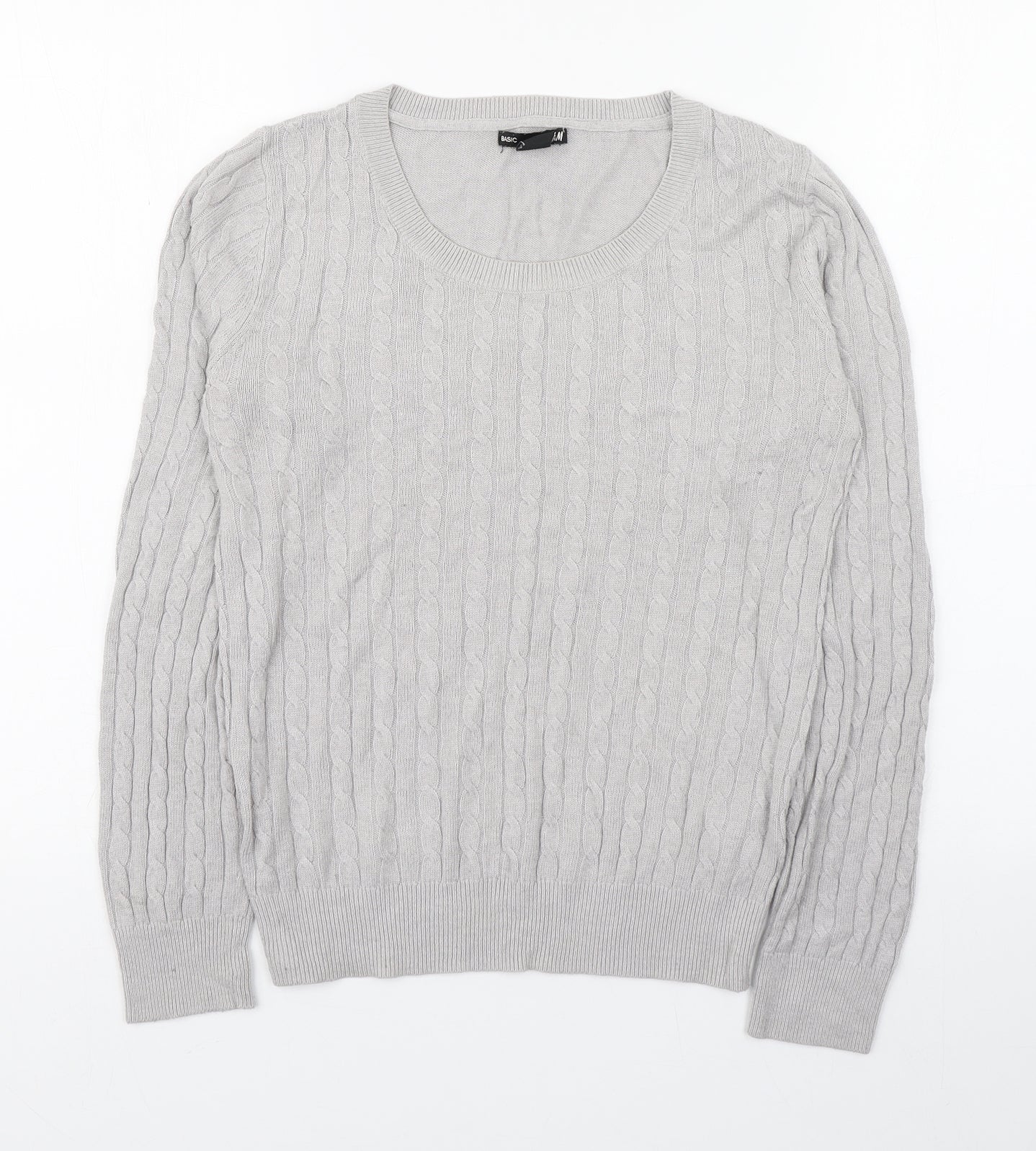 H&M Womens Grey Round Neck  Polyamide Pullover Jumper Size S