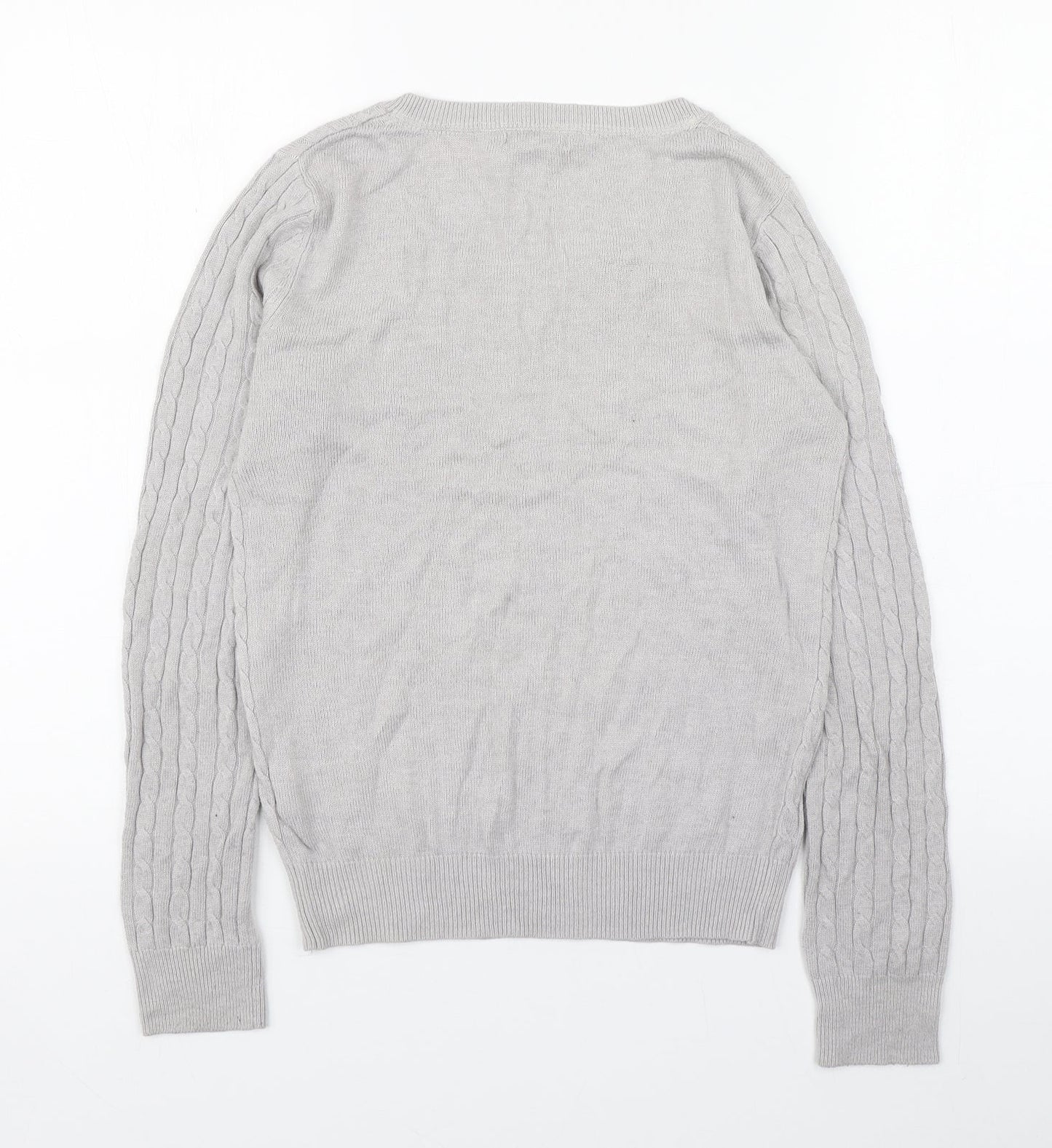 H&M Womens Grey Round Neck  Polyamide Pullover Jumper Size S
