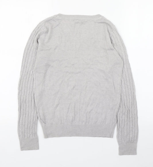 H&M Womens Grey Round Neck  Polyamide Pullover Jumper Size S