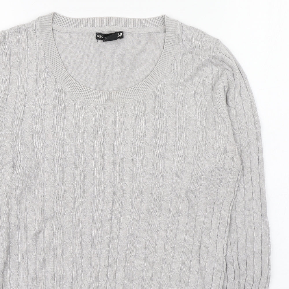 H&M Womens Grey Round Neck  Polyamide Pullover Jumper Size S