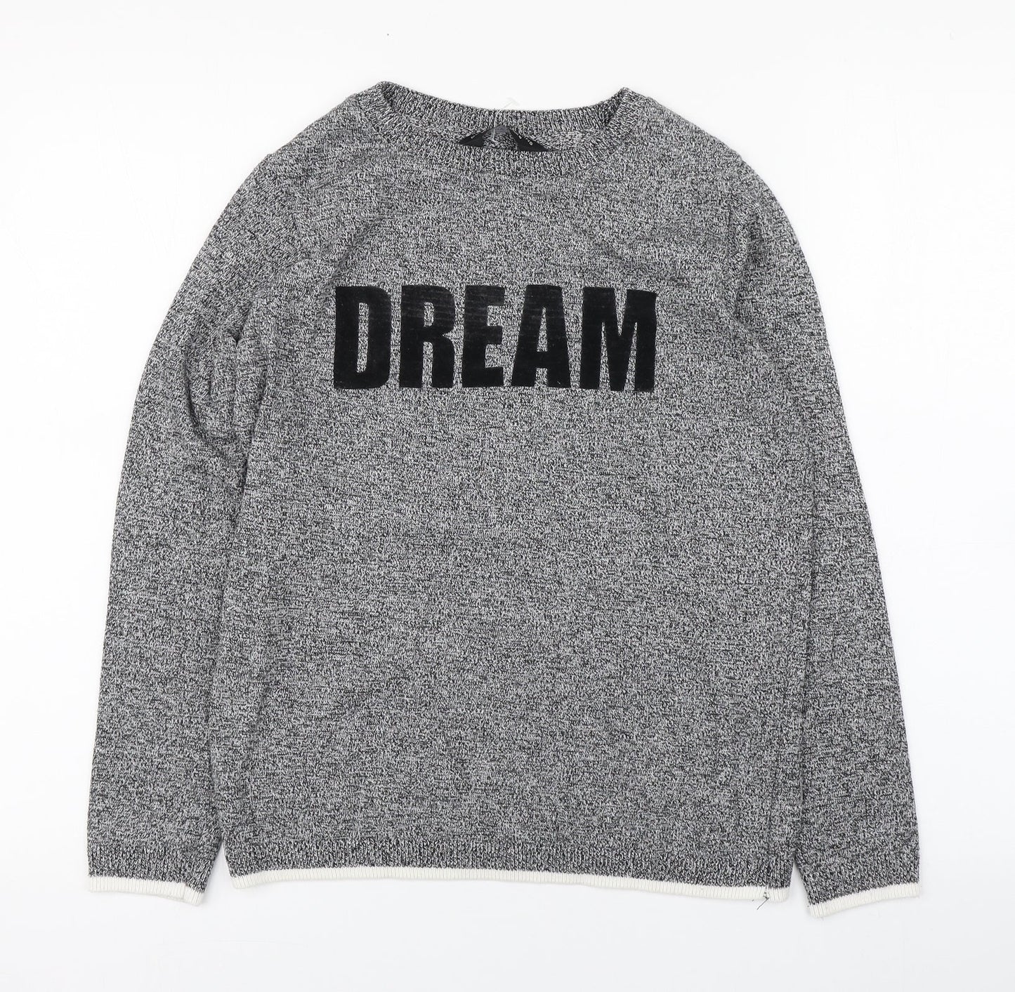 Dorothy Perkins Womens Grey Round Neck  Cotton Pullover Jumper Size S   - Dream