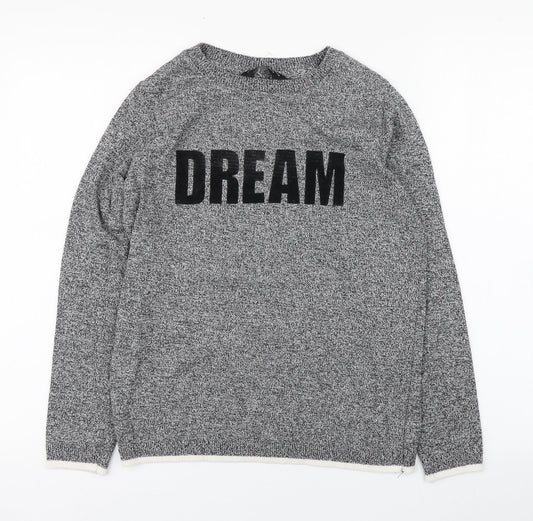 Dorothy Perkins Womens Grey Round Neck  Cotton Pullover Jumper Size S   - Dream