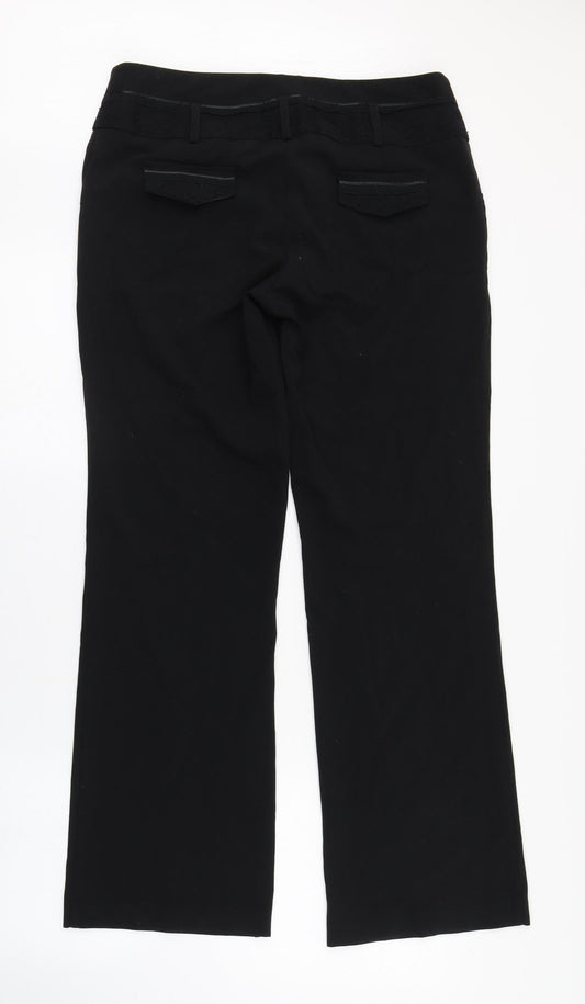 NEXT Womens Black  Polyester Trousers  Size 12 L31 in Regular Zip - Lace detail