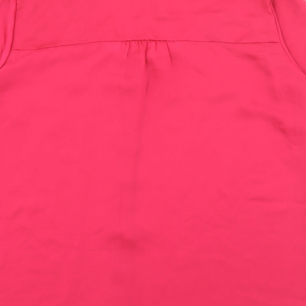 Preworn Womens Pink  Polyester Basic Blouse Size 16 Scoop Neck