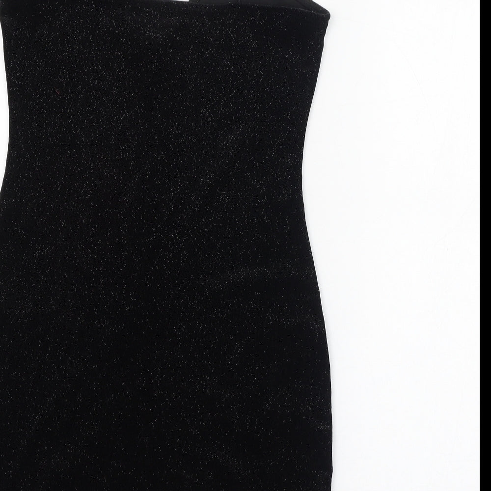 H&M Womens Black  Polyester Pencil Dress  Size S  V-Neck Pullover