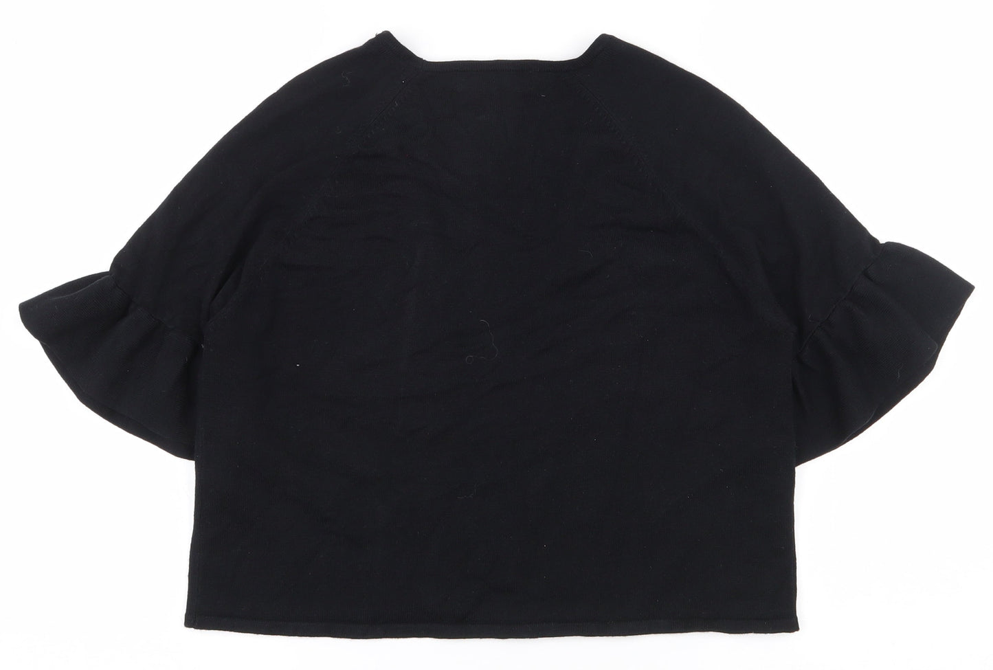 Marks and Spencer Womens Black V-Neck  Viscose Cardigan Jumper Size M   - Cropped, Flared sleeves