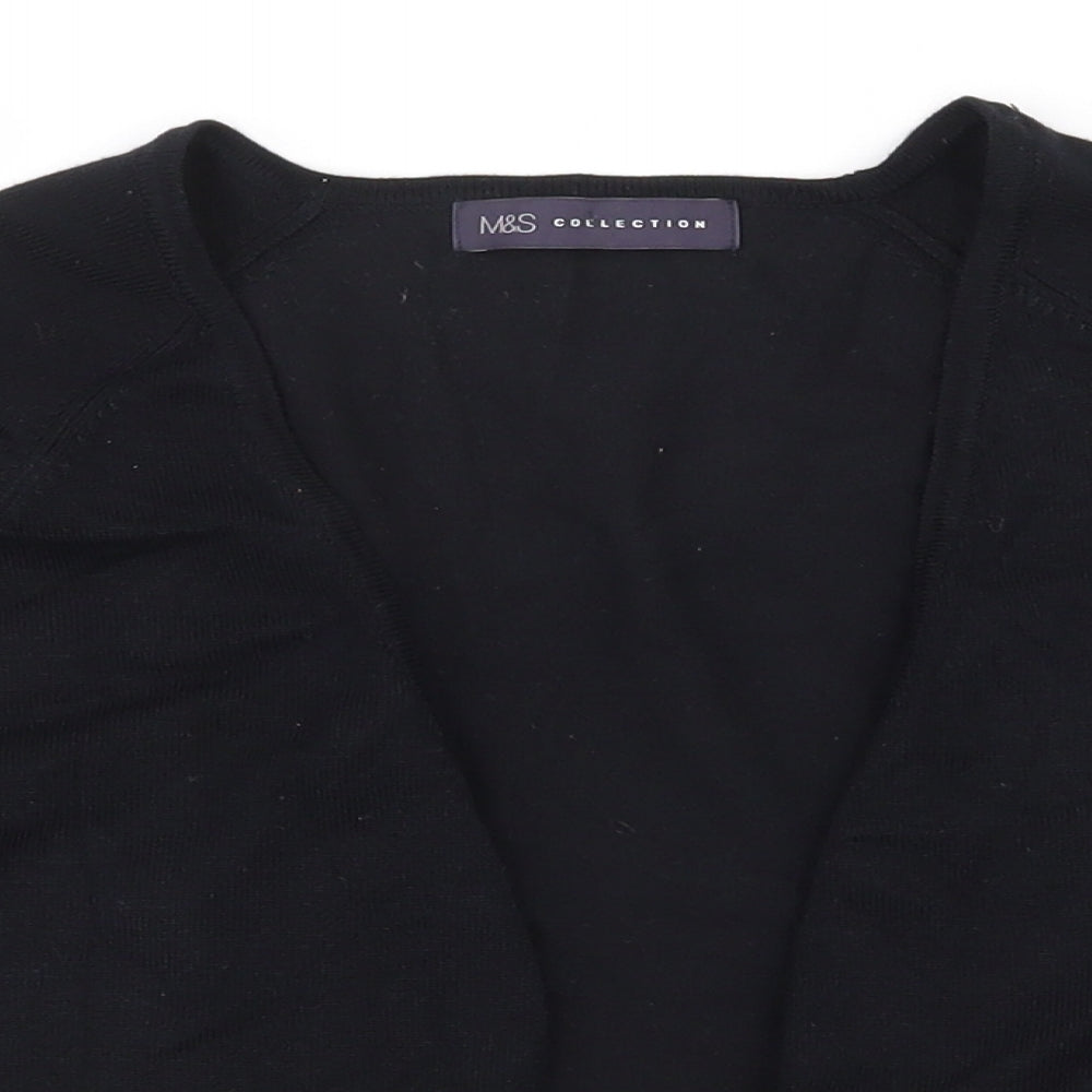 Marks and Spencer Womens Black V-Neck  Viscose Cardigan Jumper Size M   - Cropped, Flared sleeves
