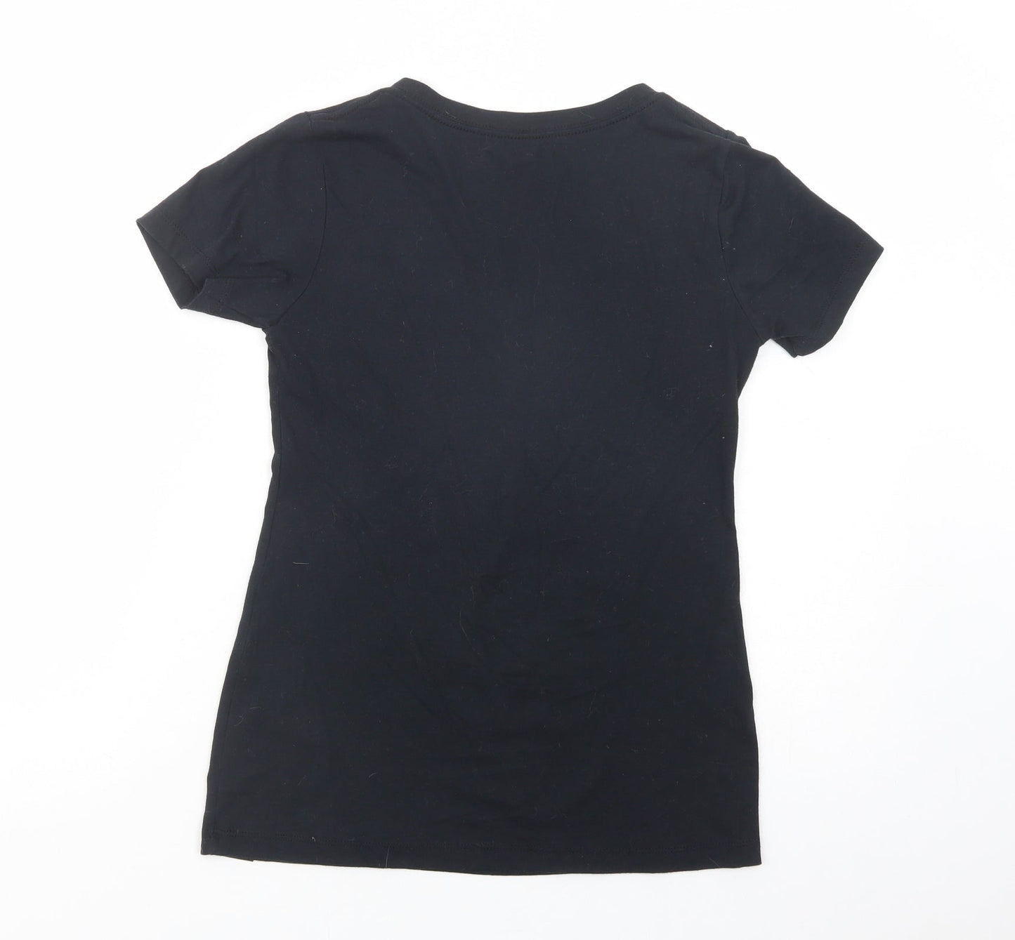 SunFrog Womens Black  Cotton Basic T-Shirt Size S V-Neck - Hogweights