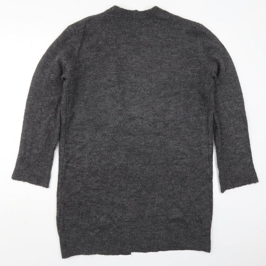 Isabella D Womens Grey V-Neck  Acrylic Cardigan Jumper Size S