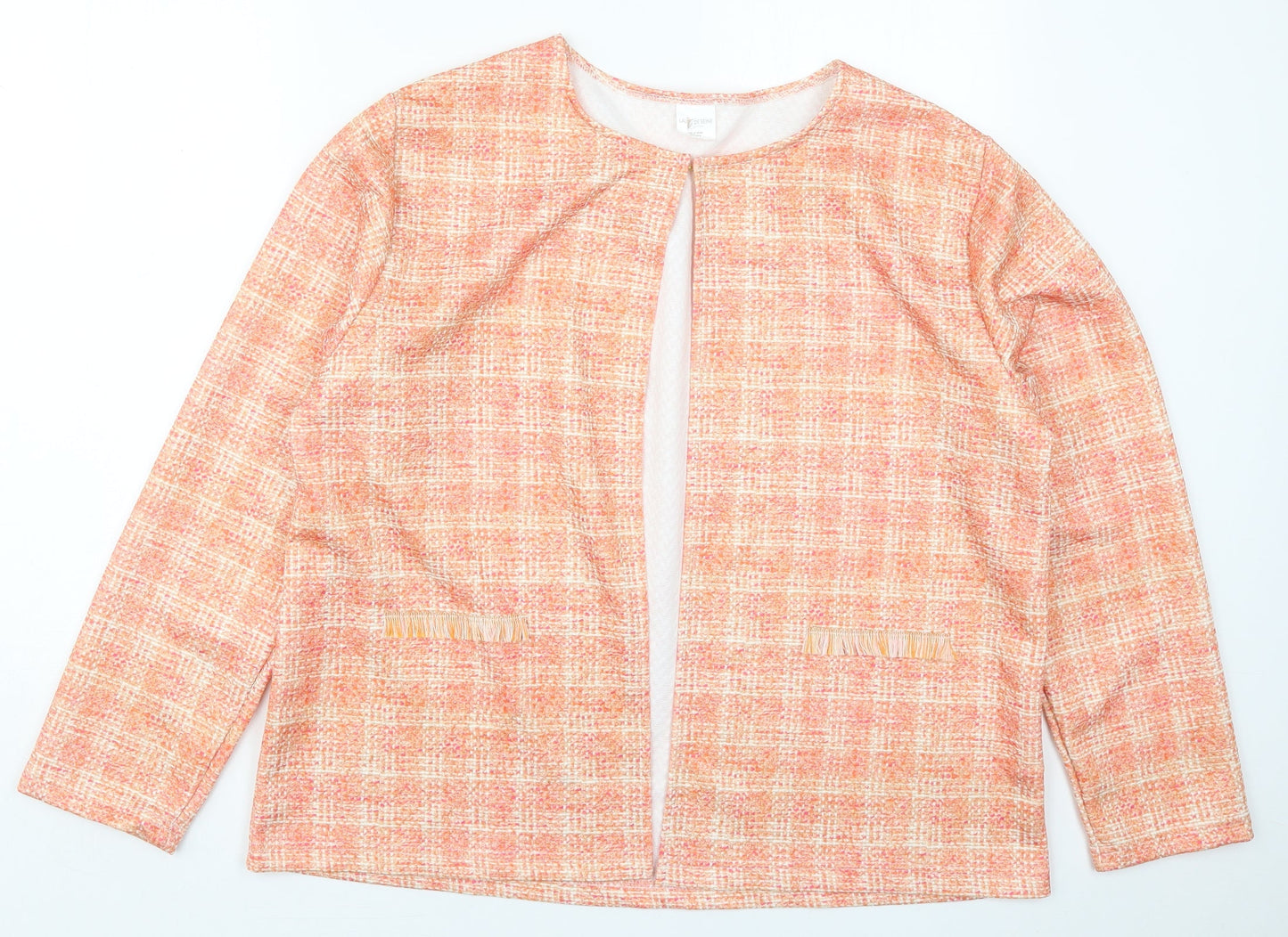 Laure De Ssine Womens Orange Check  Jacket  Size 16  Hook & Eye