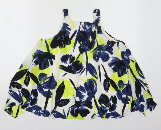 NEXT Womens Blue Floral Viscose Basic Tank Size 10 Scoop Neck