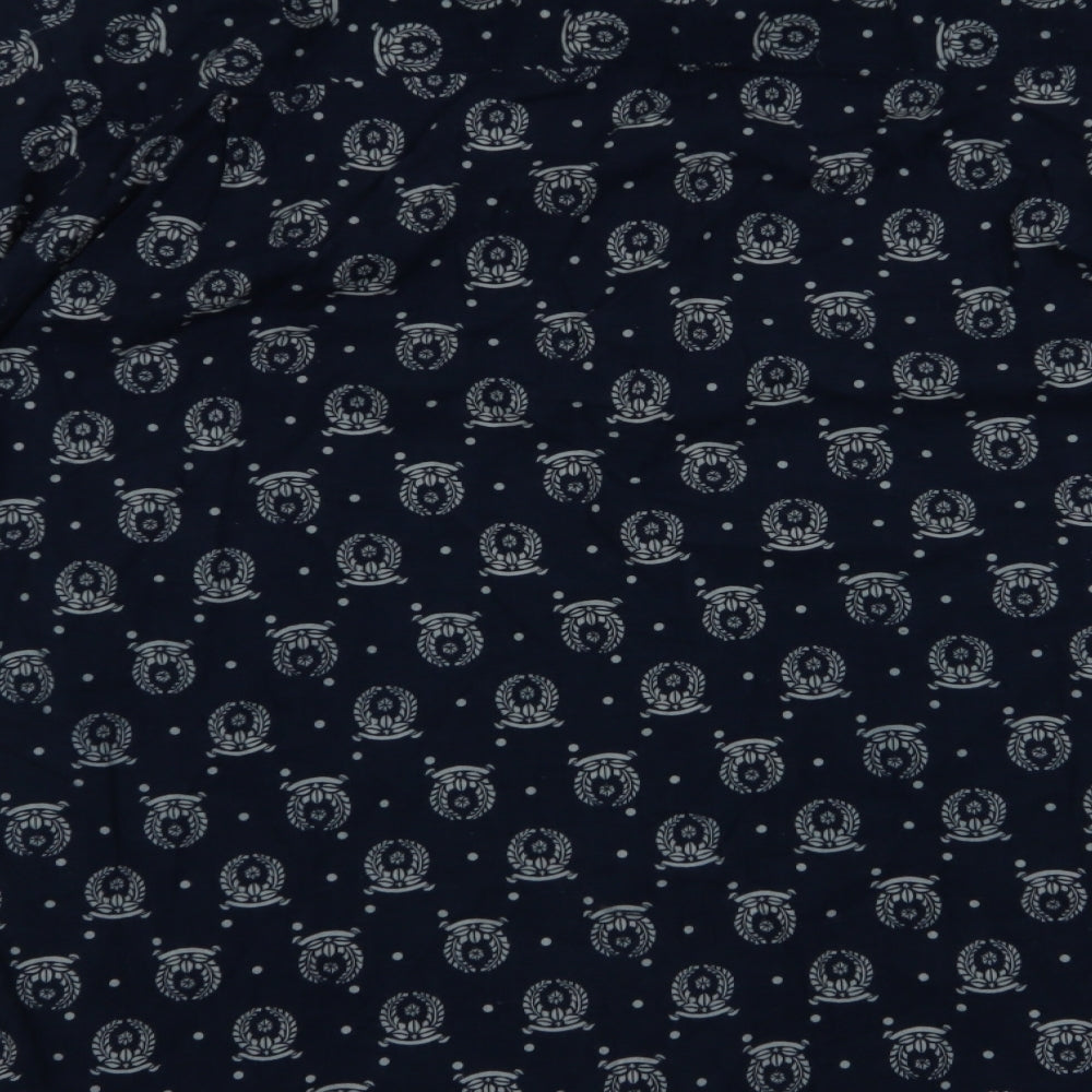 Pelaco Mens Blue Geometric Polyester  Button-Up Size L Collared Button