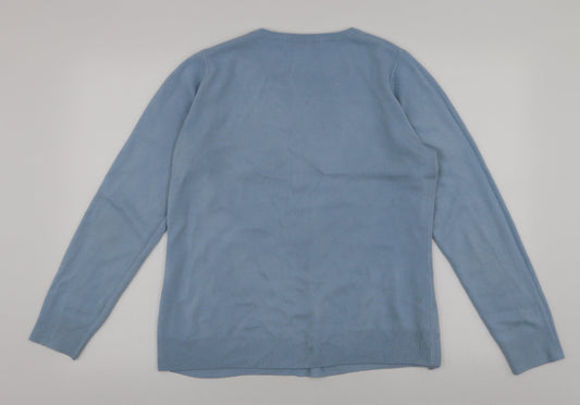 V by Very Womens Blue Round Neck  Acrylic Pullover Jumper Size 14