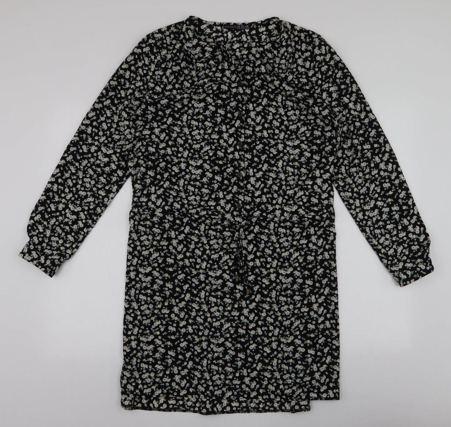 Atmosphere Womens Multicoloured Floral Polyester A-Line  Size 14  Round Neck Button