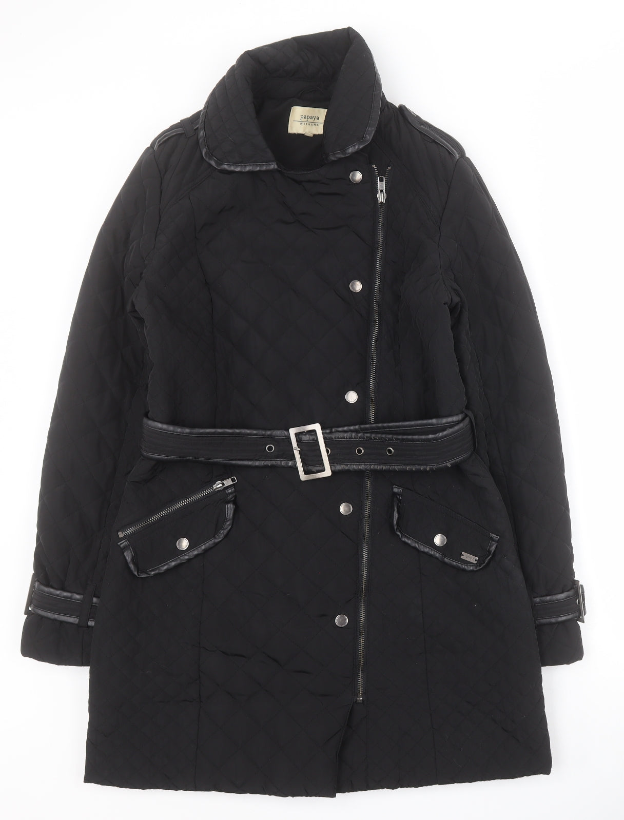 Matalan Womens Black   Quilted Coat Size 10  Zip