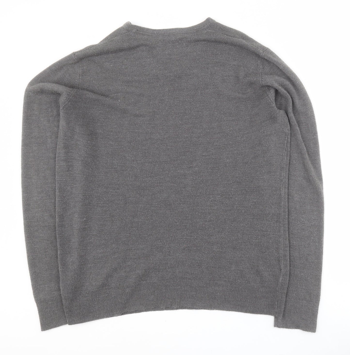 Burton Mens Grey V-Neck  Acrylic Pullover Jumper Size L